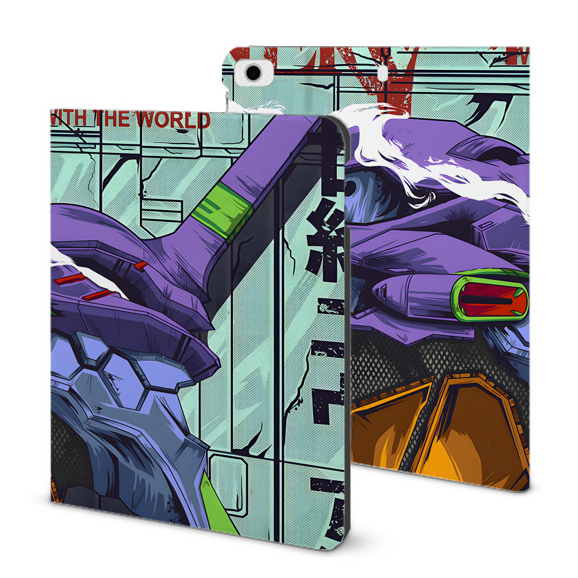 （画像用） EVA 新世紀エヴァンゲリオン IPad ケース ブック型 PUレザー TPU 耐衝撃 軽量 薄型 ペン収納なし 全面保護 IPad 各モデル対応